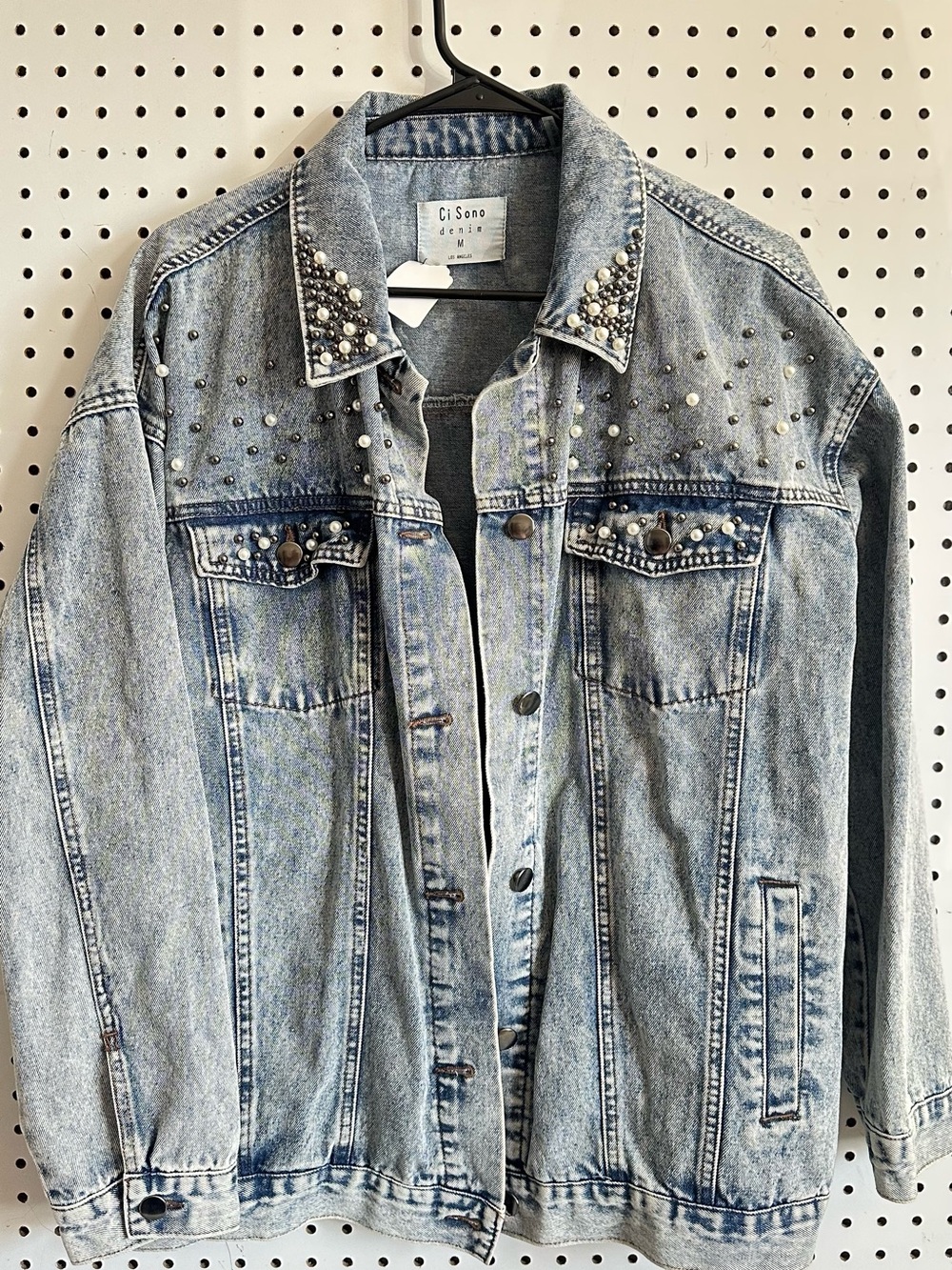 Ci Sono Light Blue Studded Denim Jacket